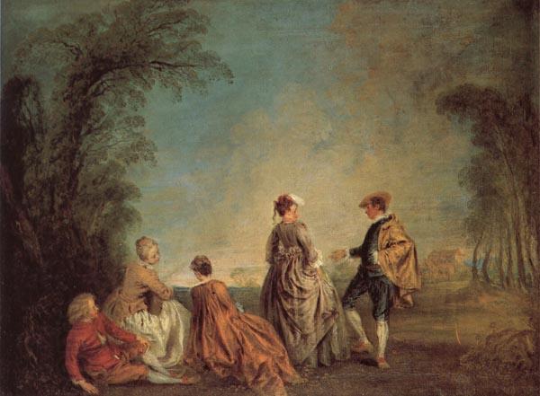 Jean-Antoine Watteau An Embarrassing Proposal oil painting picture